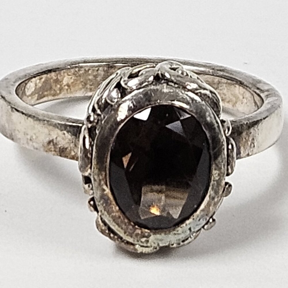 Vintage Silpada Sterling Silver Smoky Quartz Cocktail Ring Size 10 - SB5 D3